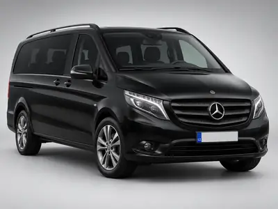 Black Mercedes Vito premium van for Prague airport transfers